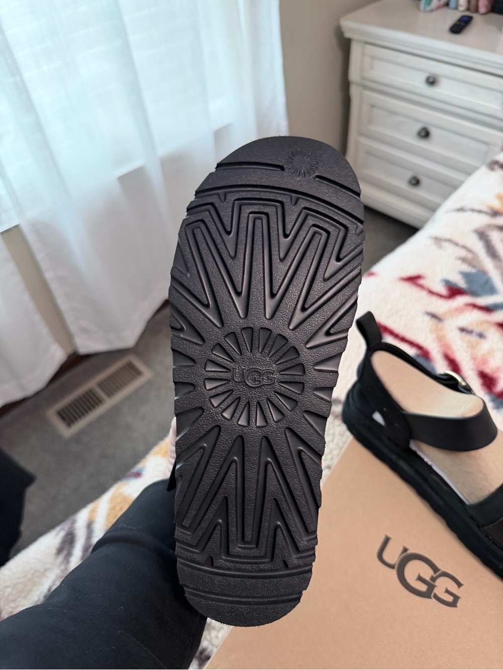UGG Black Leather Buckle Strap Sandals - Picture 4 of 4